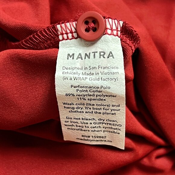 NWT Mantra Polo Shirt Mens Large Red Sleeve Performance Stretch Golf Sport NEW - Picture 11 of 11